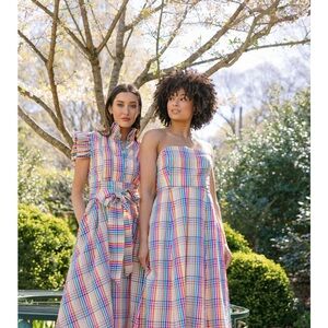 Elegant Multicolor Plaid Maxi Dress